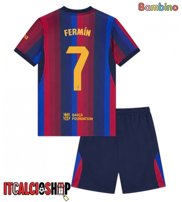 Barcelona Fermin Lopez #7 Prima Maglia Bambino 2026-27 Manica Corta (+ Pantaloni corti)